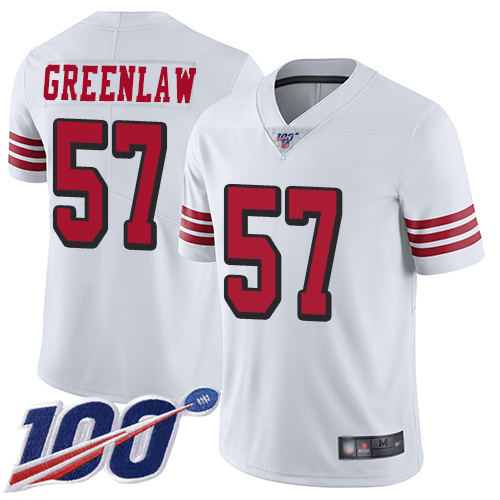 San Francisco 49ers Limited White Men Dre Greenlaw NFL Jersey #57 100th Season Rush Vapor Untouchable
